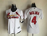 Women St. Louis Cardinals #4 Yadier Molina White New Cool Base Stitched Baseball Jersey,baseball caps,new era cap wholesale,wholesale hats